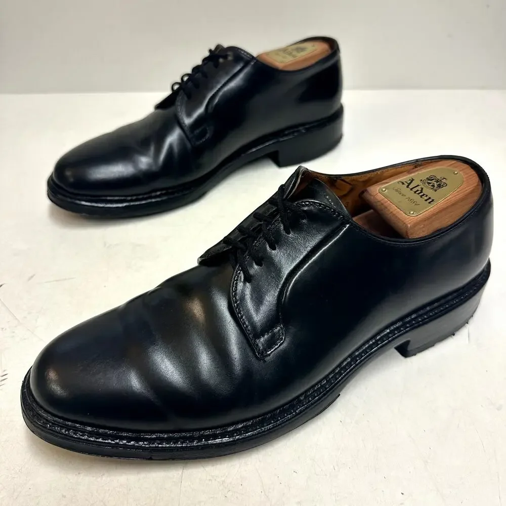 NEW HEELS Alden Black Shell Cordovan Plain Toe Blucher CUSTOM RARE MiUSA 10 B